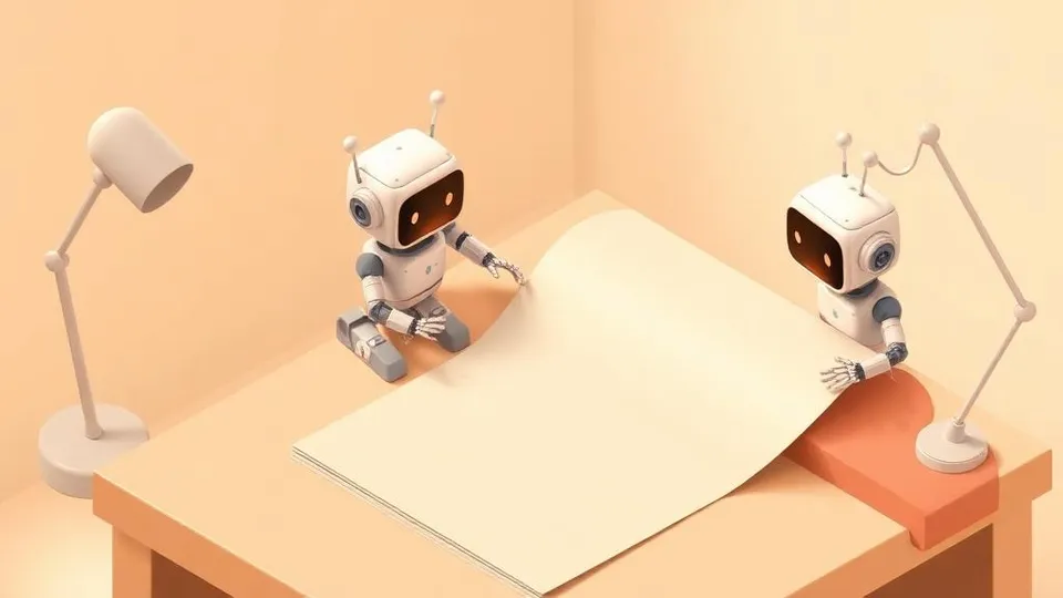 Isometric illustration of small robots reading a paper scroll